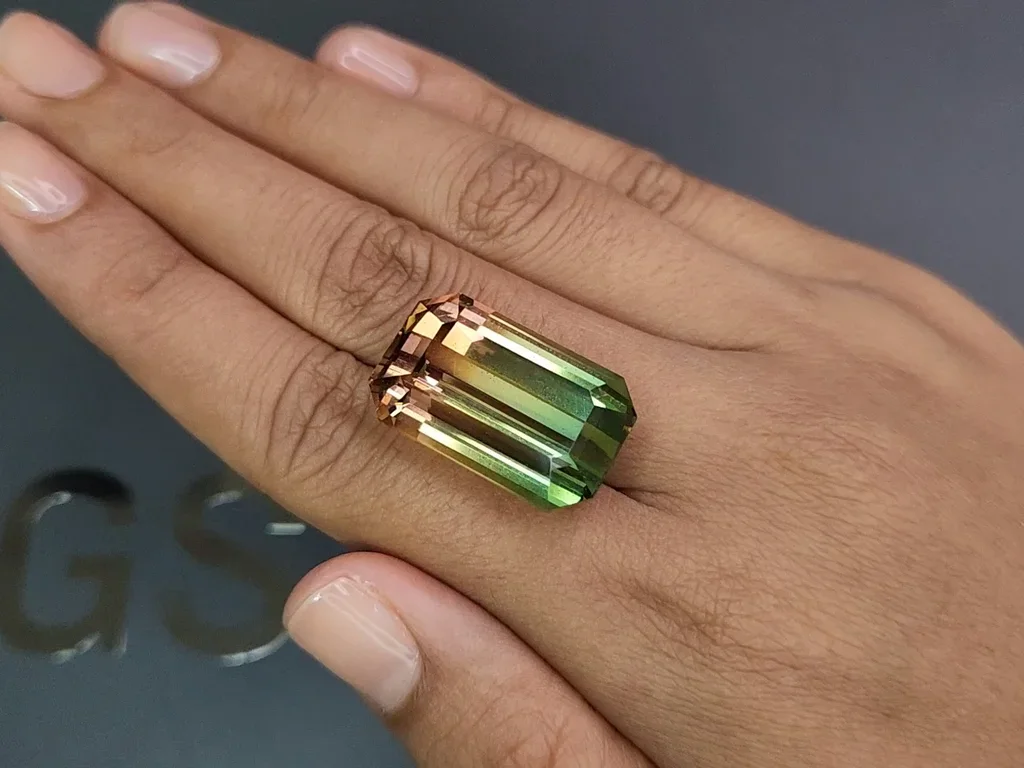 Bi-color green-orange tourmaline in octagon cut 43.46 carats Image №2