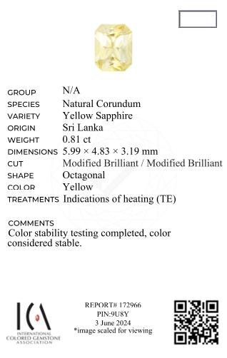 Yellow sapphire radiant cut 0.81 carat, Sri Lanka Image №6