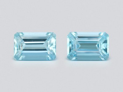Pair of light blue octagon cut aquamarines 3.81 carats, Madagascar photo