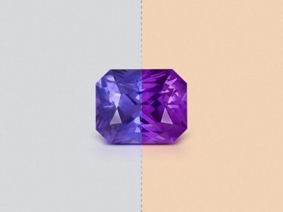 Unheated color change sapphire in radiant cut 1,15 carats, Sri Lanka photo