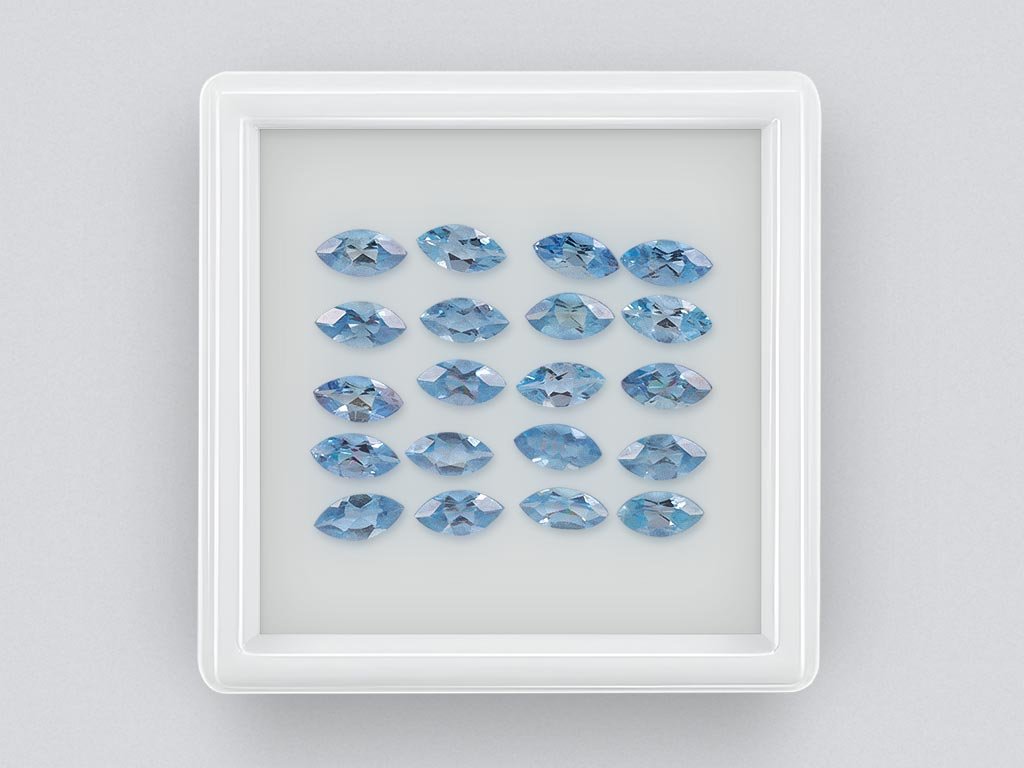 Set of aquamarines Santa Maria marquise cut 3.54 carats, Madagascar Image №1