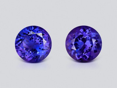 Pair of tanzanites in round cut 8.32 carats, Tanzania photo