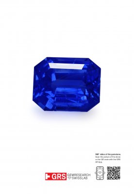 Certificate Unheated Intense Cornflower Blue sapphire in octagon cut 12.43 carats, Kashmir SSEF / Gubelin / GRS
