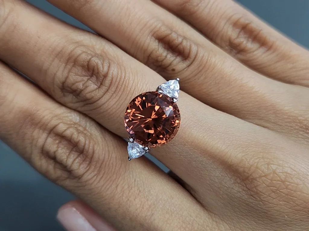 Orange tourmaline round cut 8.01 carats, Africa Image №5