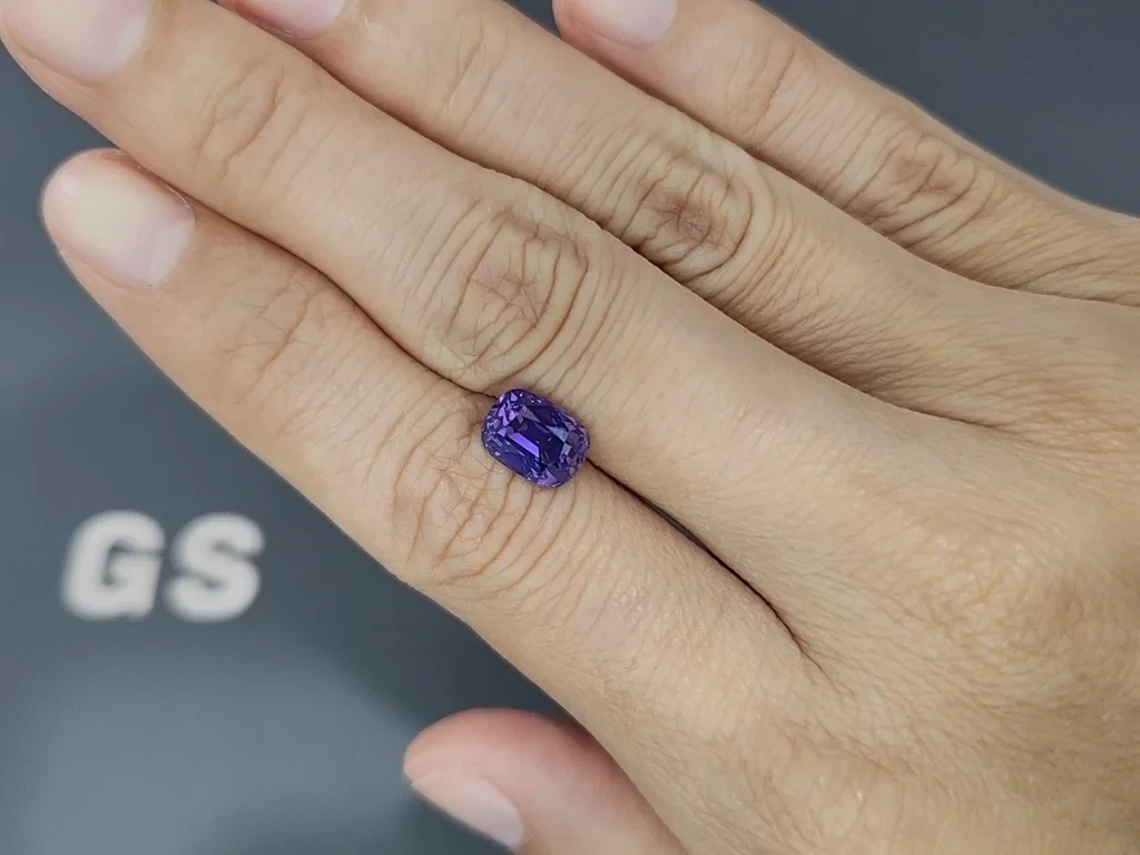 Unheated violet sapphire cushion cut 3.01 carats, Sri Lanka Image №2