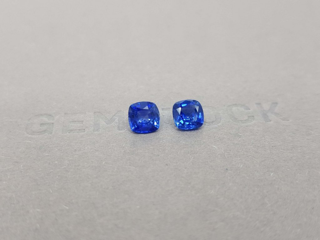 Pair of blue sapphires 2.10 ct cushion cut, Sri Lanka Image №2
