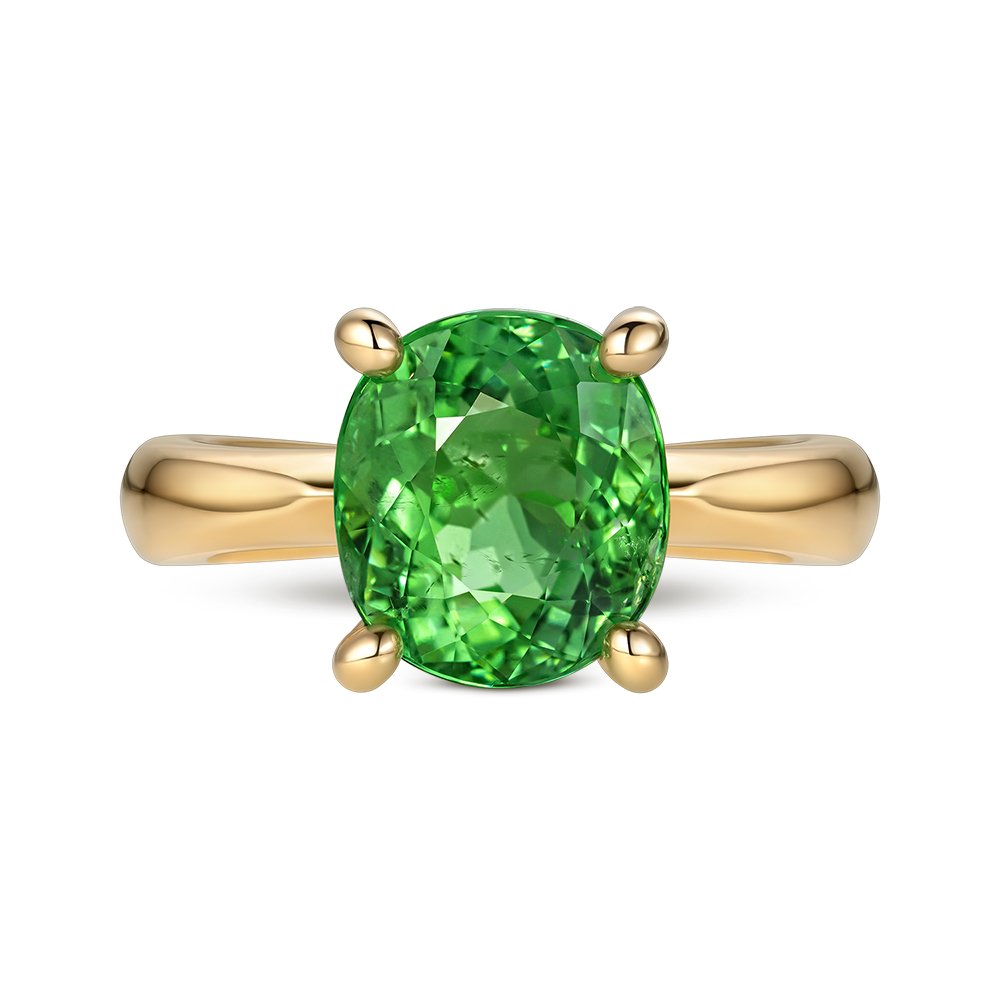Neon green Paraiba tourmaline ring in 18K yellow gold Image №2
