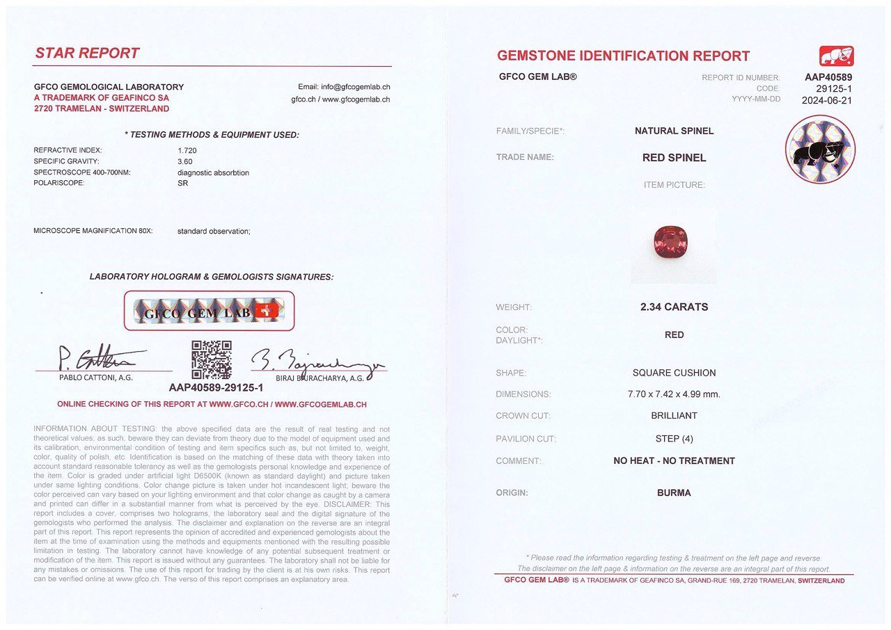 Intense red cushion-cut spinel 2.34 carats, Burma  Image №6