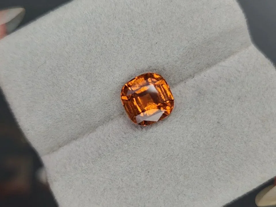 Cushion cut hessonite garnet 2.97 carats, Tanzania Image №4