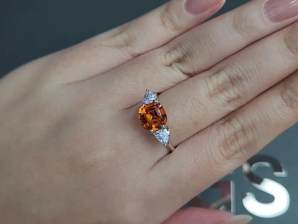 Cushion cut hessonite garnet 2.97 carats, Tanzania Image №5