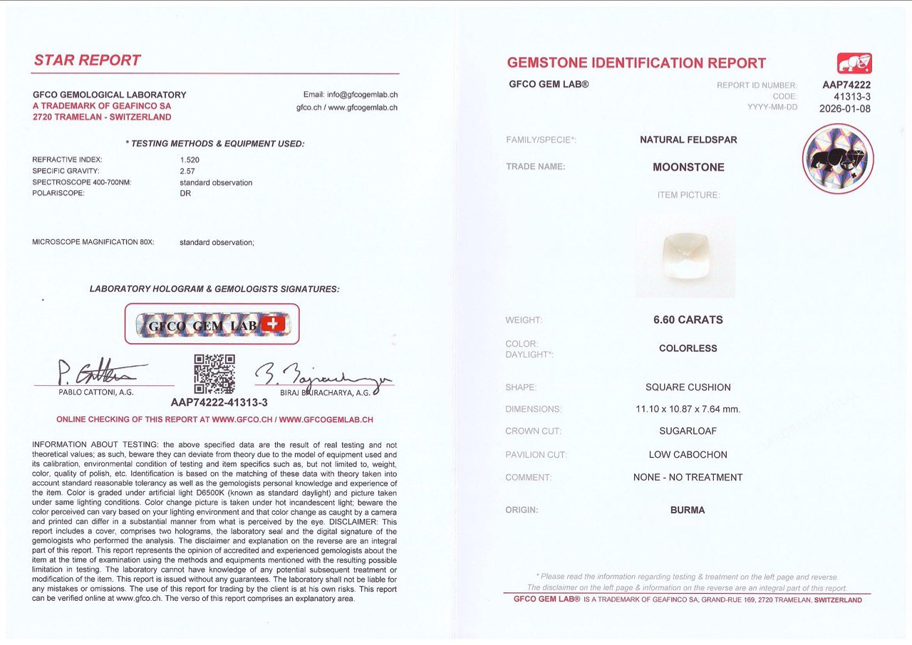 Moonstone cabochon cut 6.60 carats, Burma Image №6