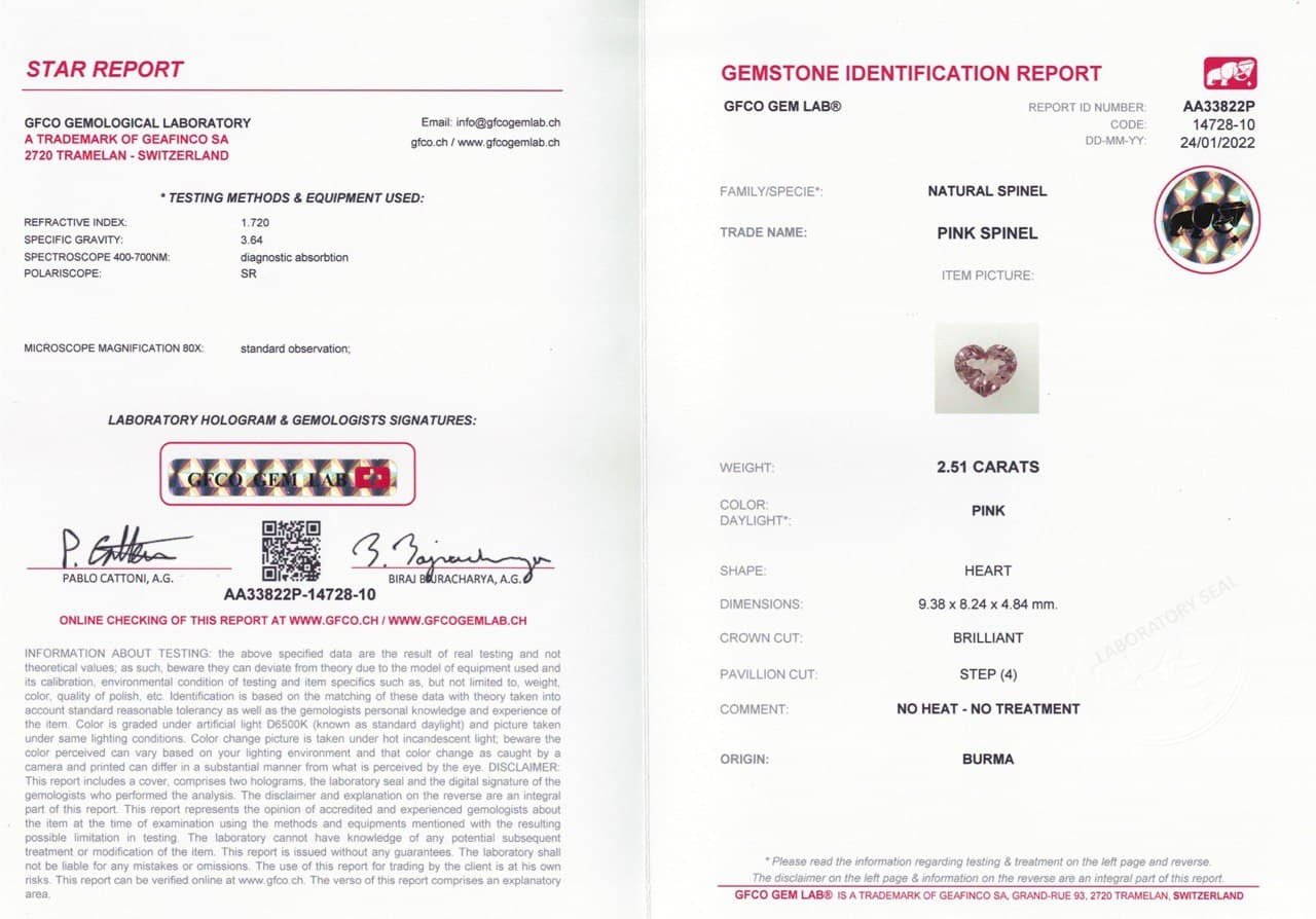 Heart cut pink spinel 2.51 ct, Burma Image №4