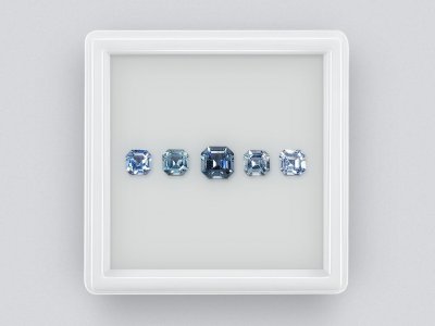 Asscher Cut Blue Spinel Set 1.80 ct photo