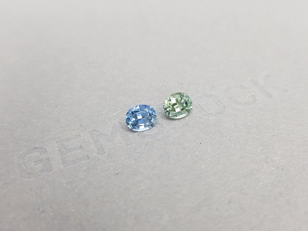 Contrasting pair of green and blue sapphires 1.31 ct Image №2