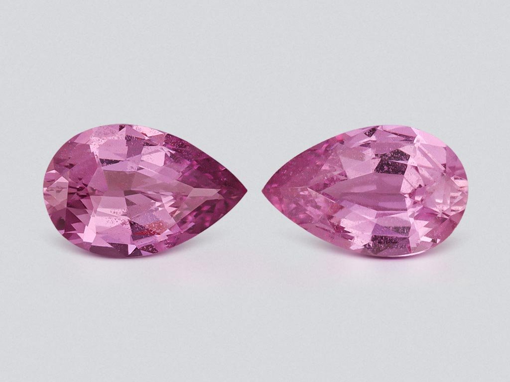 Pair of unheated pink sapphires in pear cut 2.10 carats, Sri Lanka Image №1