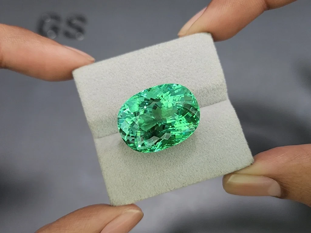 Large green Paraiba tourmaline oval cut 32.62 carats, Mozambique Image №4