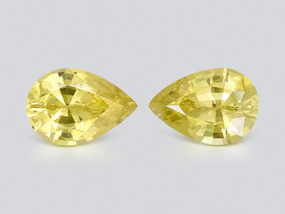 Pair unheated yellow sapphires pear cut 1.17, Madagascar photo