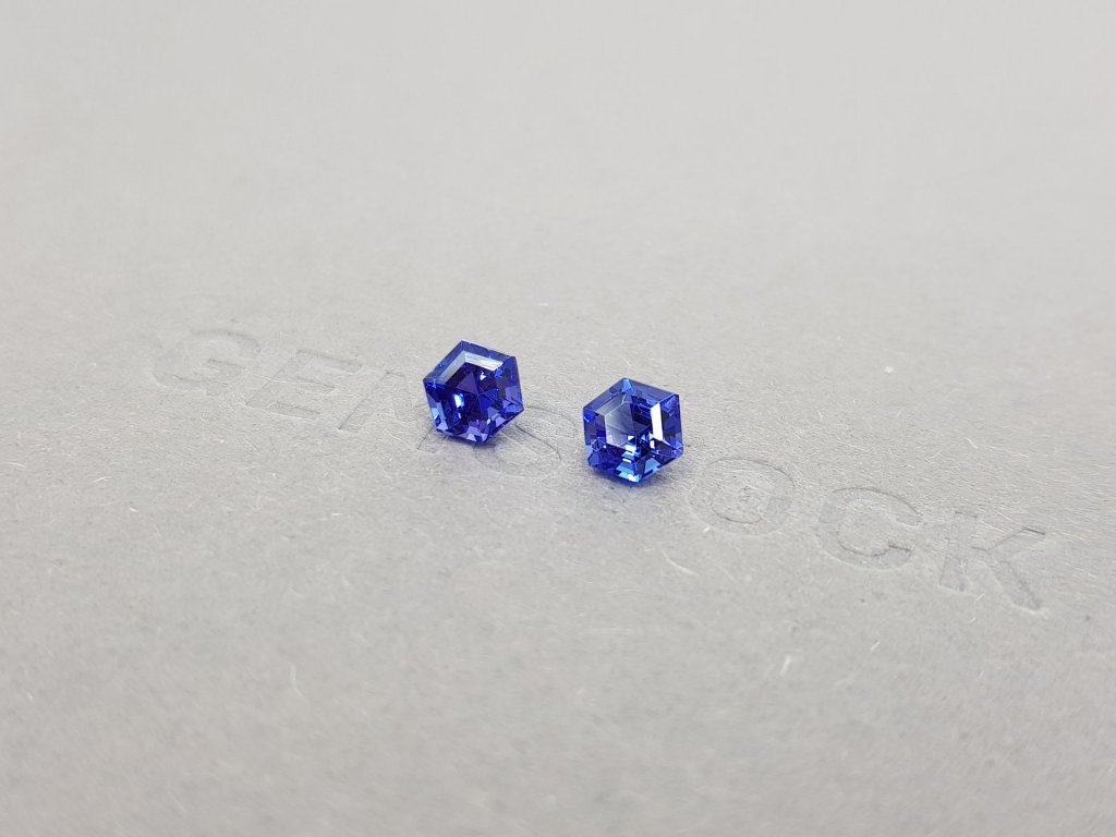 Pair of hexagon cut tanzanites 1.55 ct Image №3