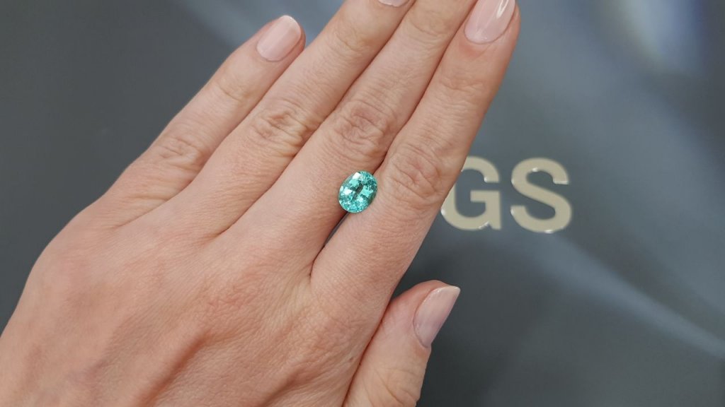 Neon greenish-blue Paraiba tourmaline in oval cut 2.31 carats, Mozambique Image №2