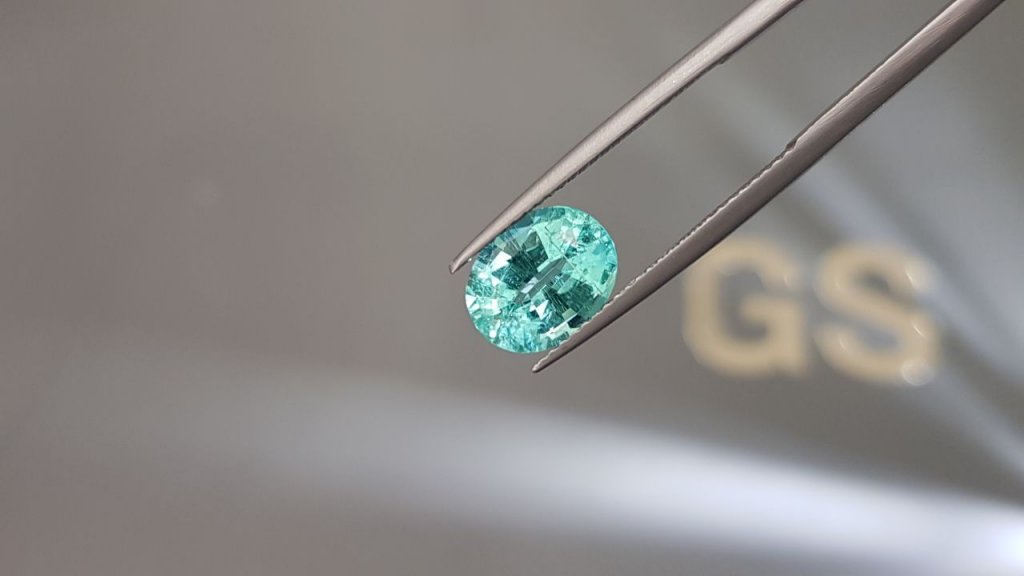 Neon greenish-blue Paraiba tourmaline in oval cut 2.31 carats, Mozambique Image №3