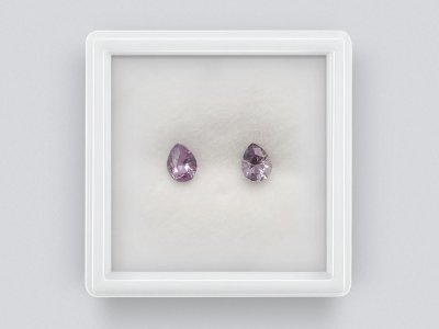 Pair of 0.76 carat pear cut lavender unheated sapphires from Madagascar  photo