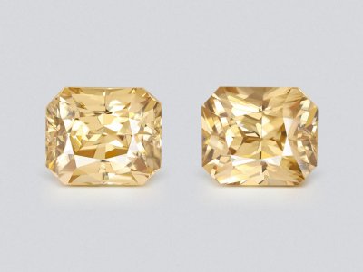 Pair of natural golden color zircons in octagon cut 23.87 carats, Tanzania  photo