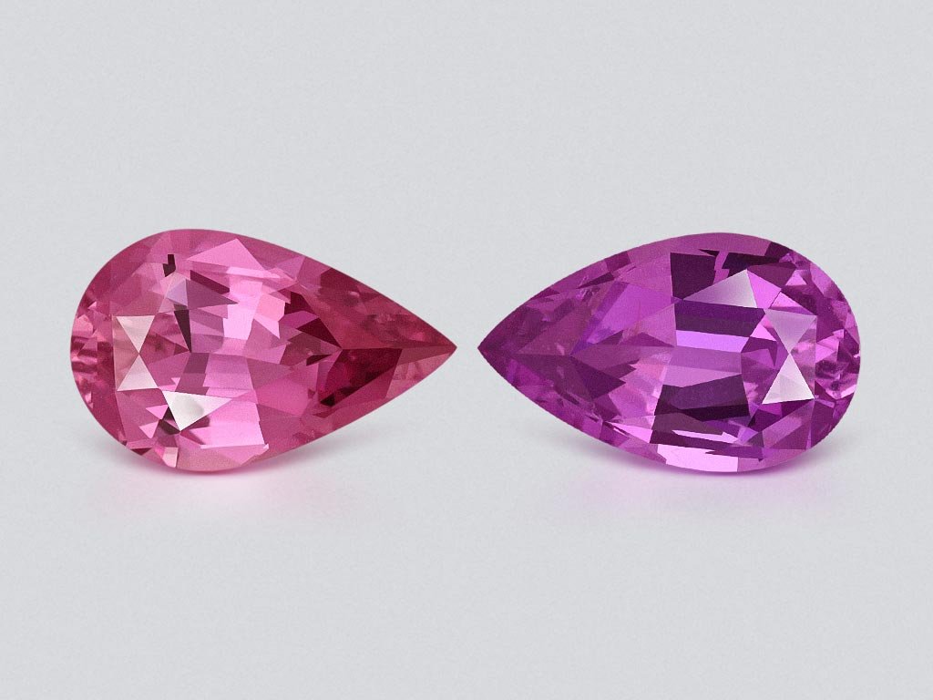 Pair of unheated contrast pear cut sapphires 1.89 carats, Madagascar  Image №1