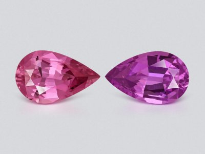 Pair of unheated contrast pear cut sapphires 1.89 carats, Madagascar  photo