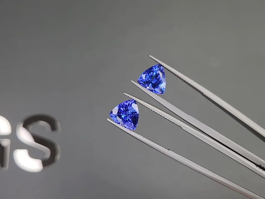 Pair of tanzanites in trillion cut 5.59 carats, Tanzania Image №3