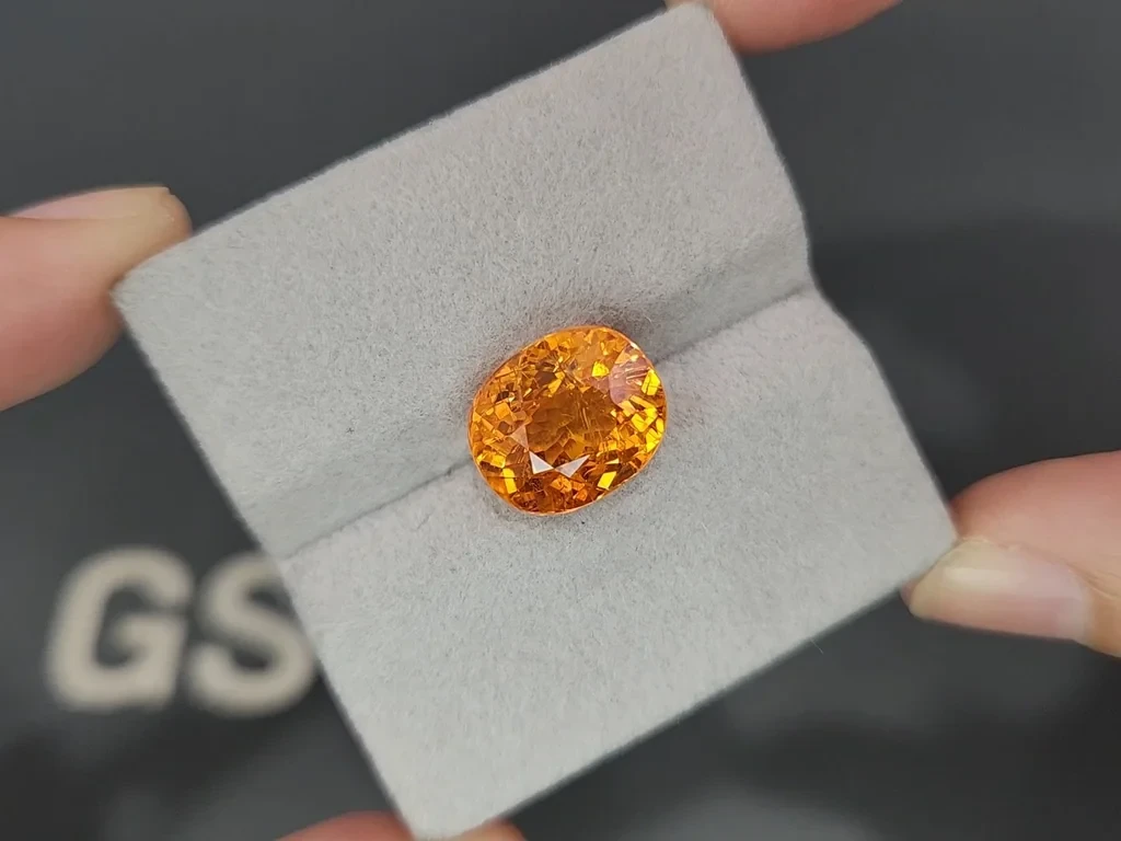Spessartite garnet Fanta color cushion cut 10.27 carats, Africa Image №4