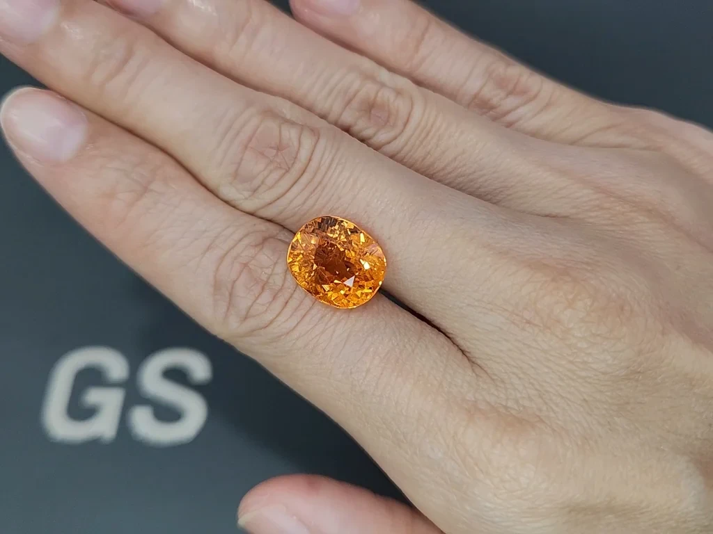 Spessartite garnet Fanta color cushion cut 10.27 carats, Africa Image №2