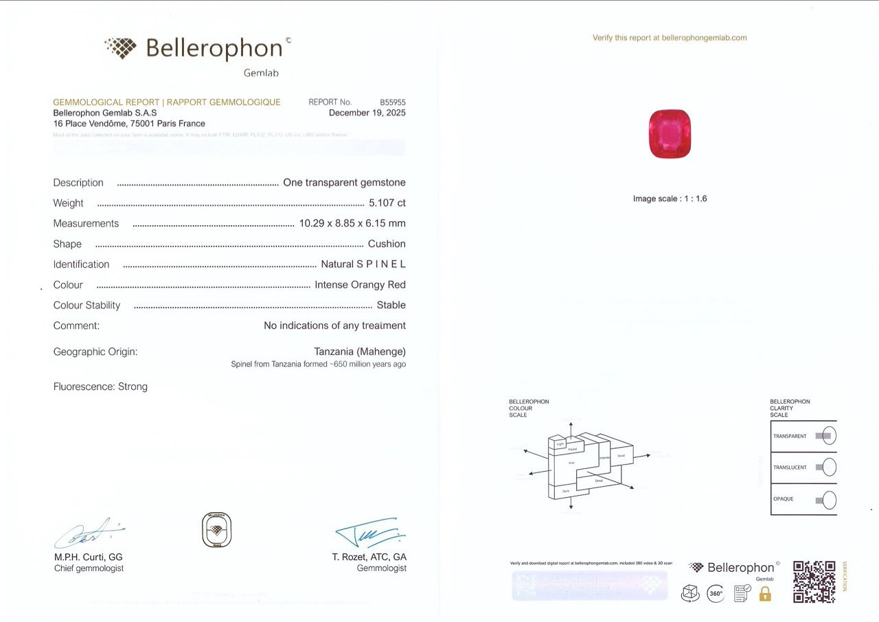 Intense red Mahenge spinel in cushion cut  5.11 carats, Tanzania Image №6