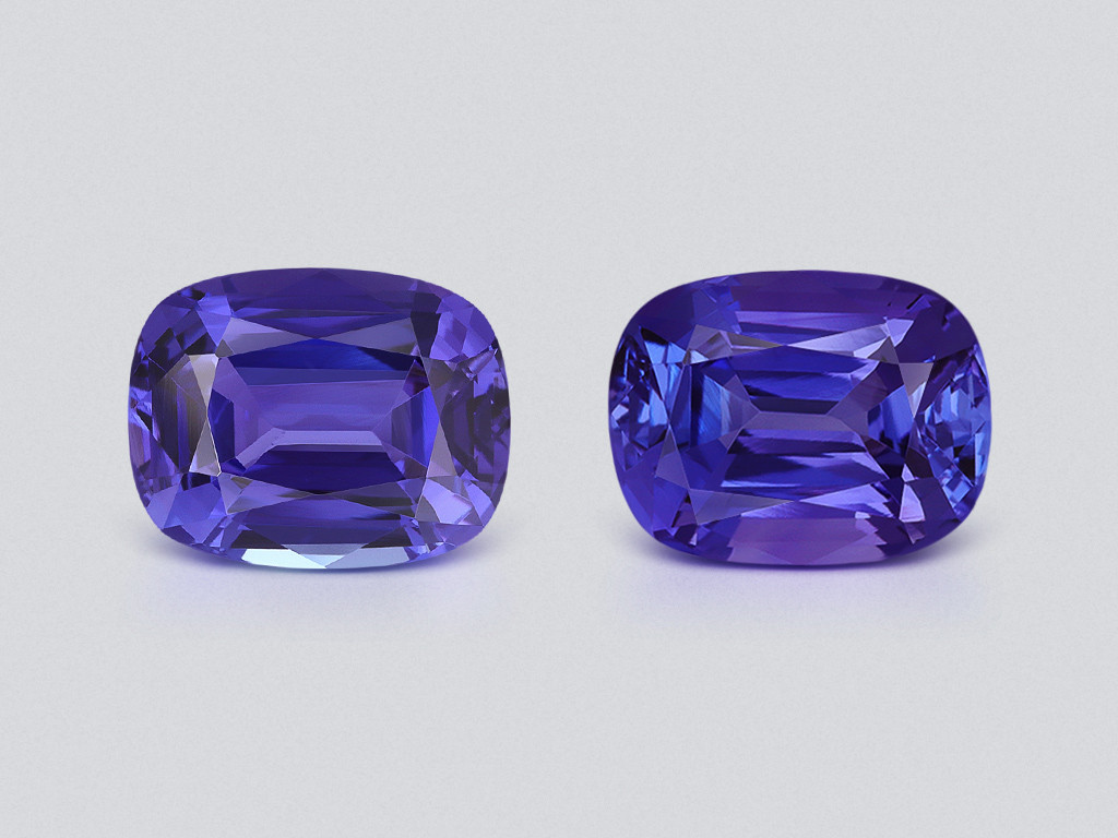 Pair of tanzanites cushion cut 14.51 carats, Tanzania  Image №1