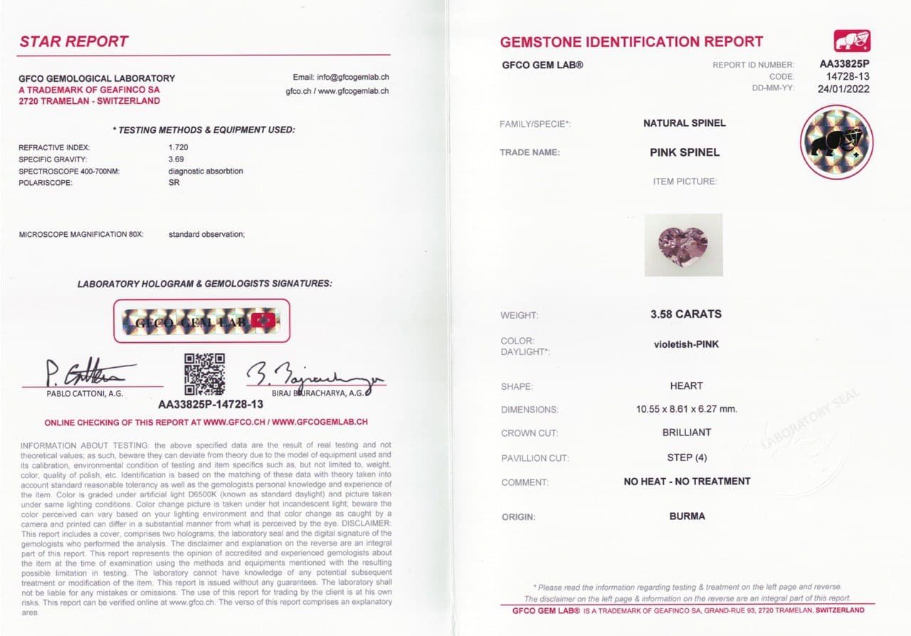 Burmese pink spinel in heart shape 3.58 ct Image №5