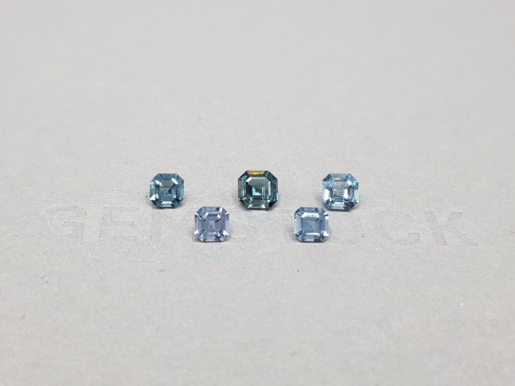 Set of blue and cyan spinels in Asscher cut 1.87 ct Image №1
