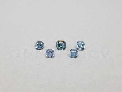 Set of blue and cyan spinels in Asscher cut 1.87 ct photo