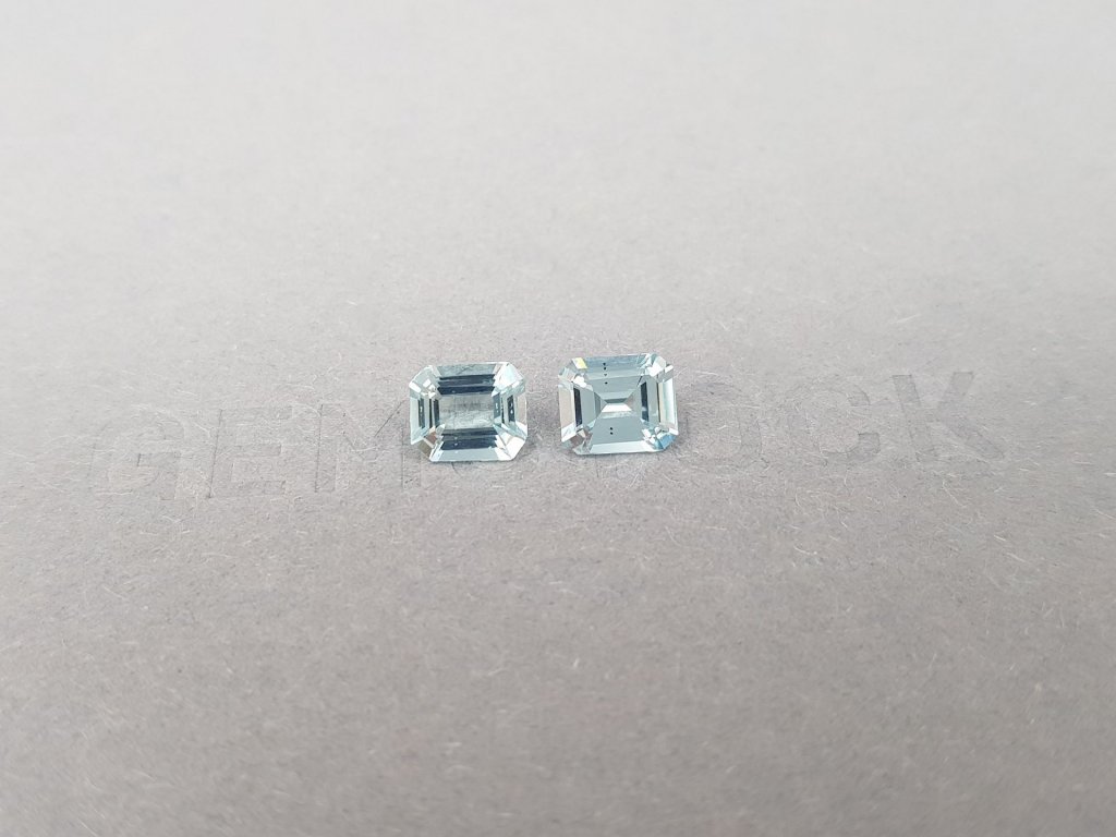 Pair of octagon cut aquamarines 1.39 ct, Madagascar Image №2