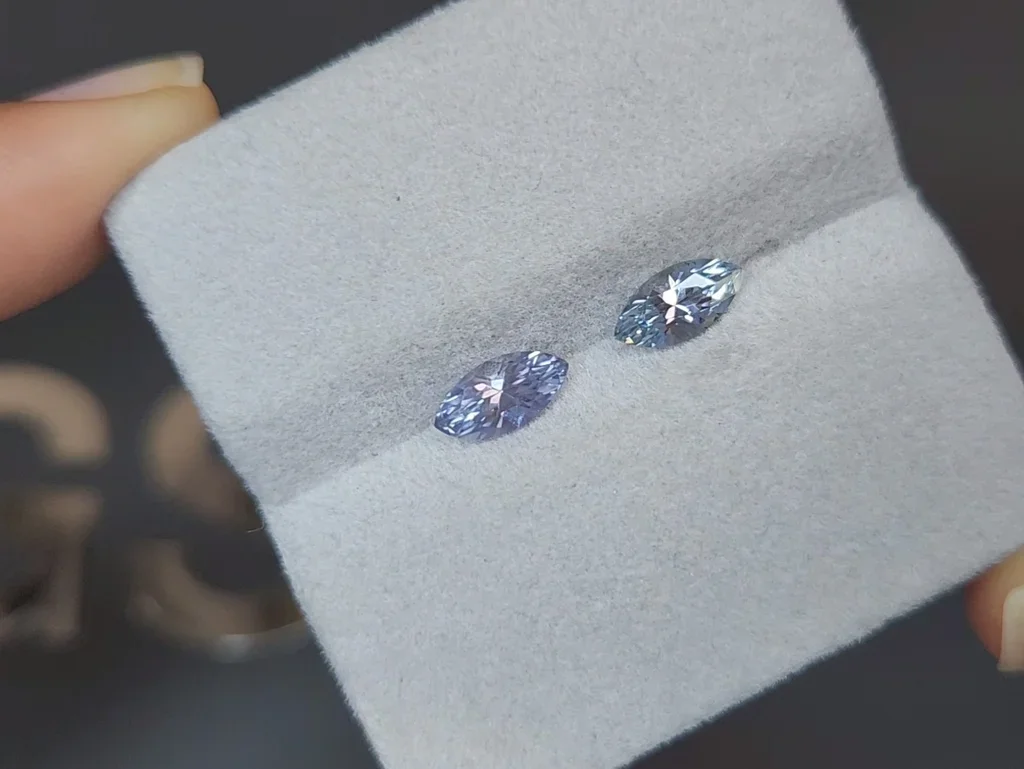 Pair of 1.44 carat marquise cut blue unheated sapphires from Madagascar  Image №4