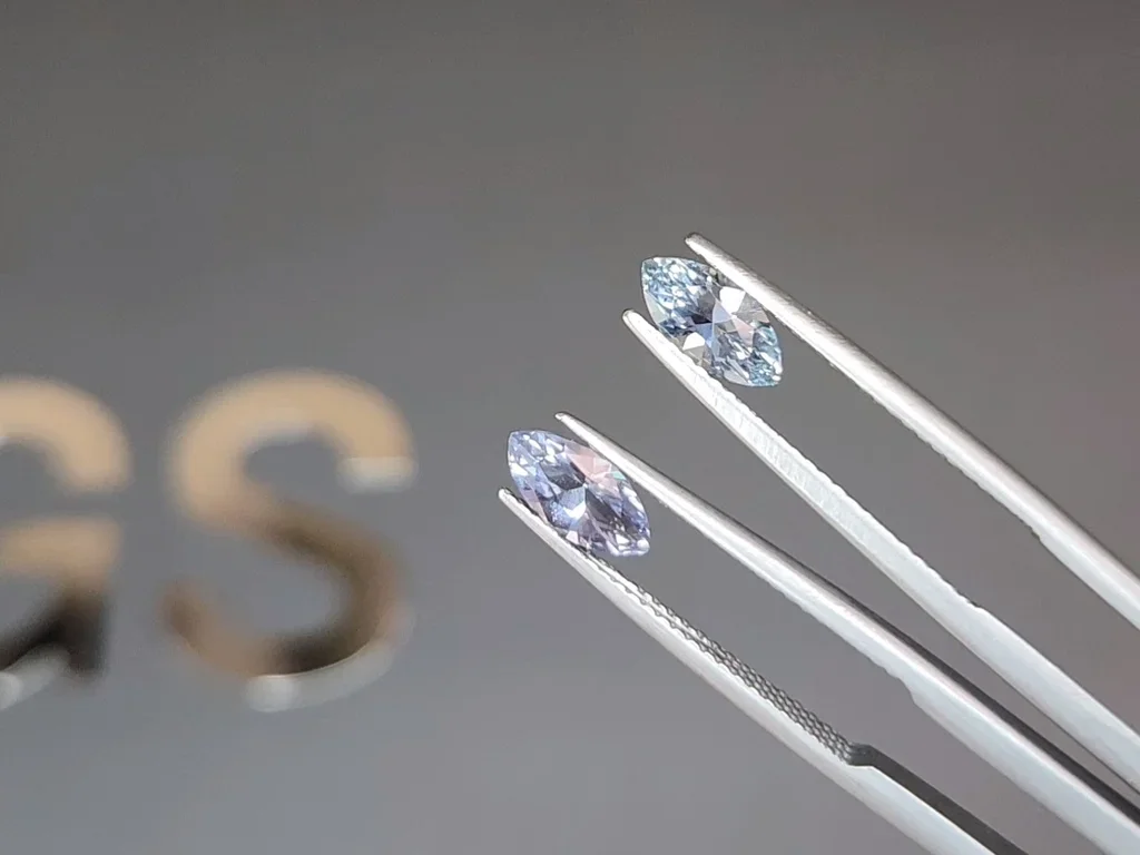 Pair of 1.44 carat marquise cut blue unheated sapphires from Madagascar  Image №3