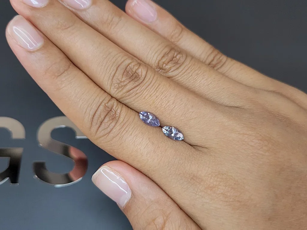 Pair of 1.44 carat marquise cut blue unheated sapphires from Madagascar  Image №2