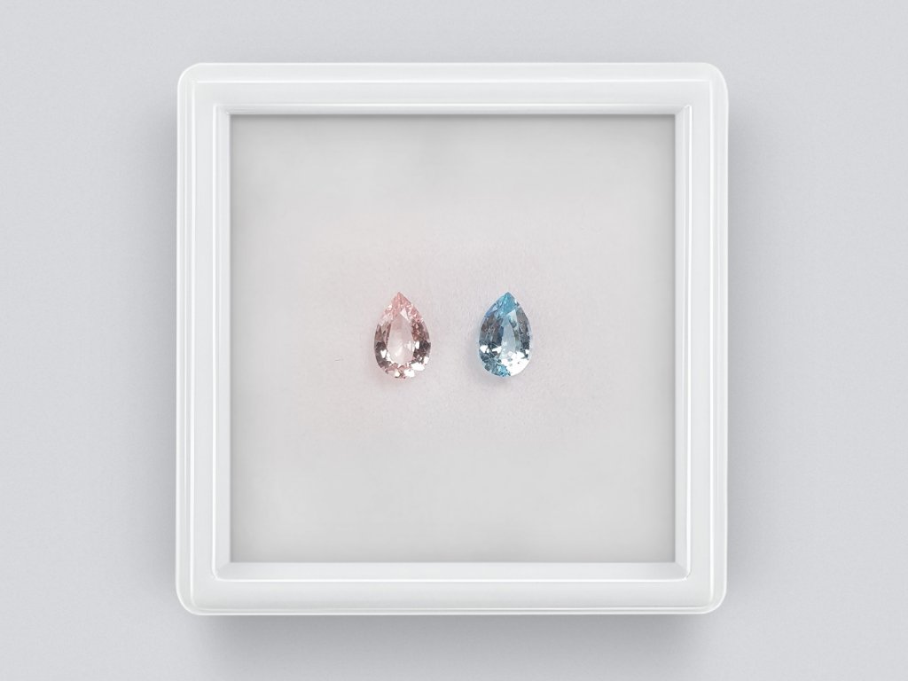 Contrasting Pair of Aquamarine and Morganite 0.76ct Image №1