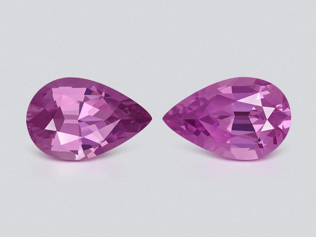 Pair of unheated purple sapphires in pear shape 2.05 carats, Madagascar  Image №1