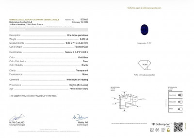 Certificate Set of Royal Blue sapphires in oval cut 10.56 carats, Sri Lanka