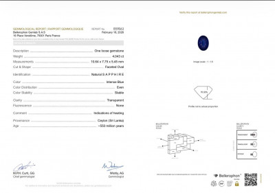 Certificate Set of Royal Blue sapphires in oval cut 10.56 carats, Sri Lanka