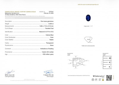 Certificate Set of Royal Blue sapphires in oval cut 10.56 carats, Sri Lanka