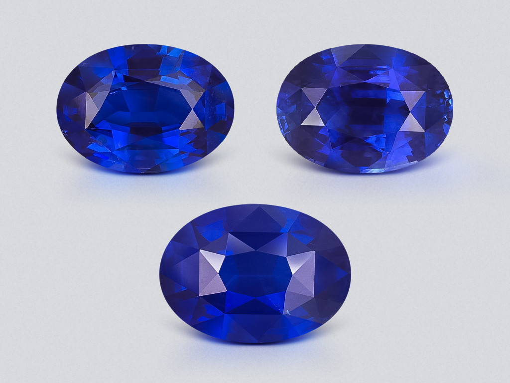 Set of Royal Blue sapphires in oval cut 10.56 carats, Sri Lanka Image №1