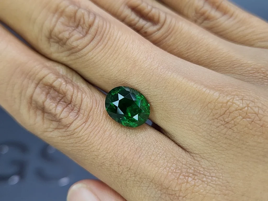Vivid Green tsavorite garnet in oval cut 5.52 carats, Africa Image №2