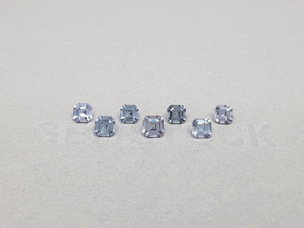 Asscher cut blue steel spinel set 2.51 ct Image №1