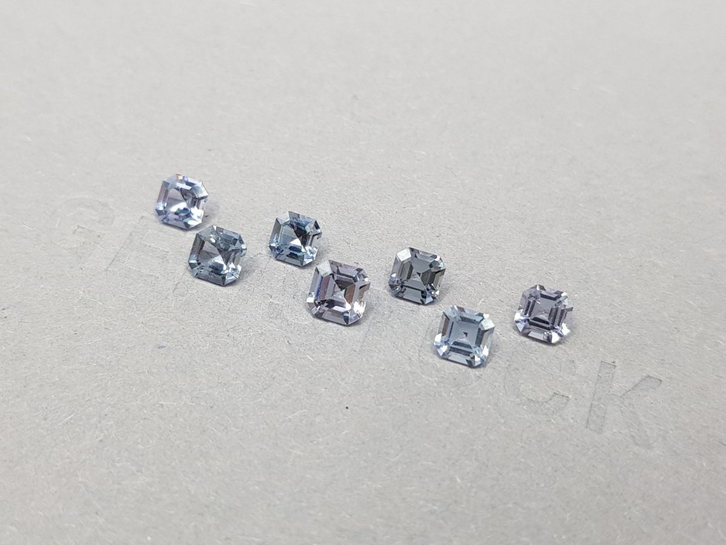 Asscher cut blue steel spinel set 2.51 ct Image №2