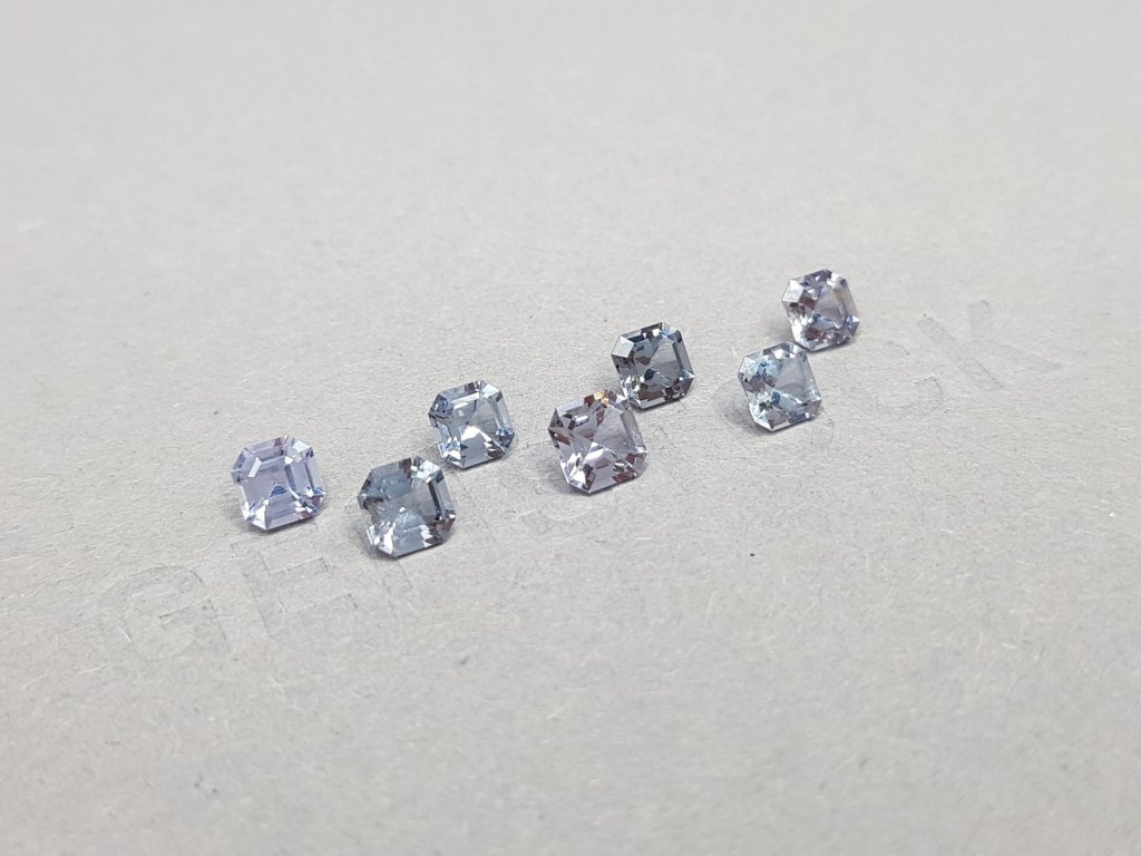 Asscher cut blue steel spinel set 2.51 ct Image №3